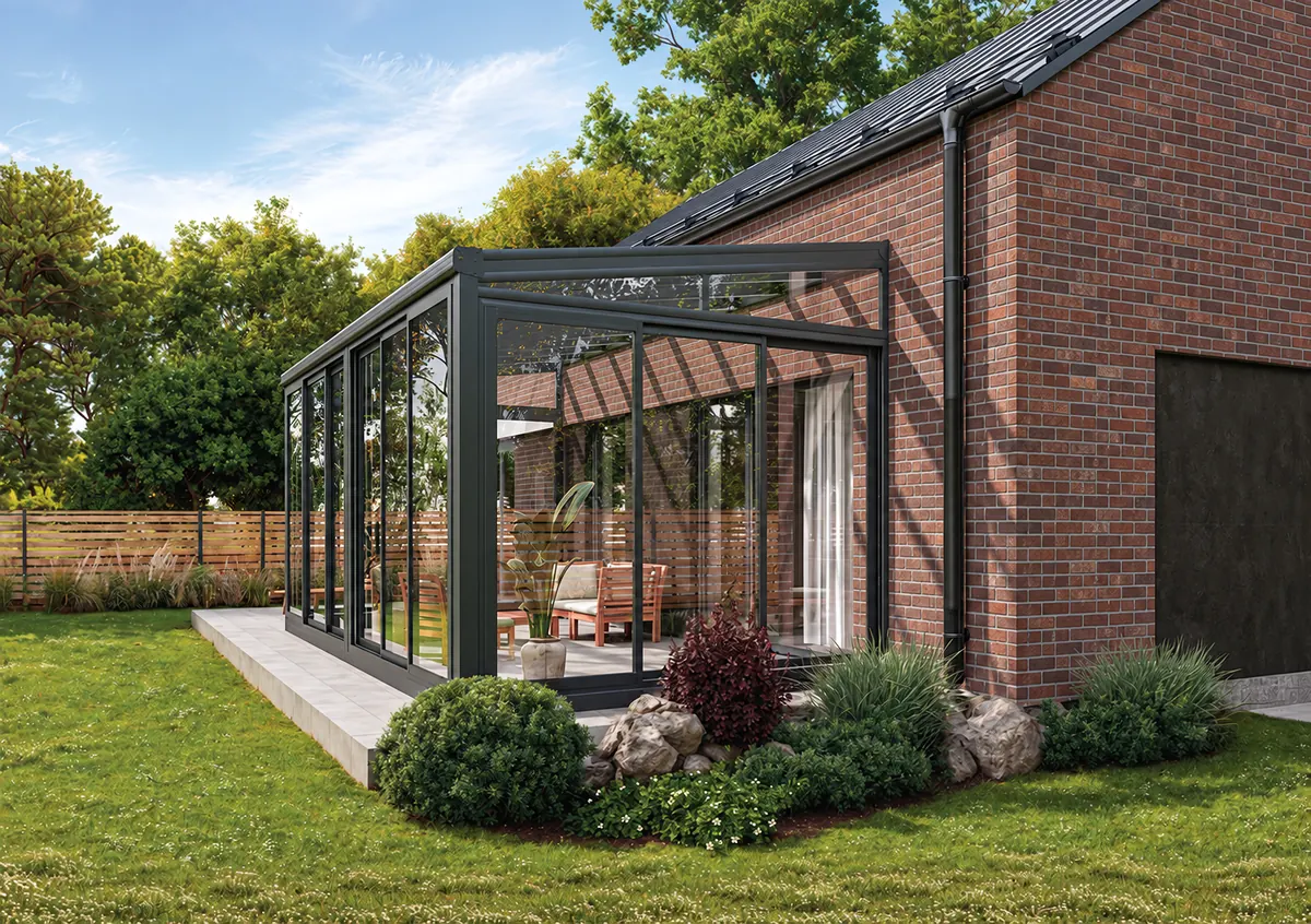 Sommergarten Borkum mit Glasflächen rund um den Sitzplatz